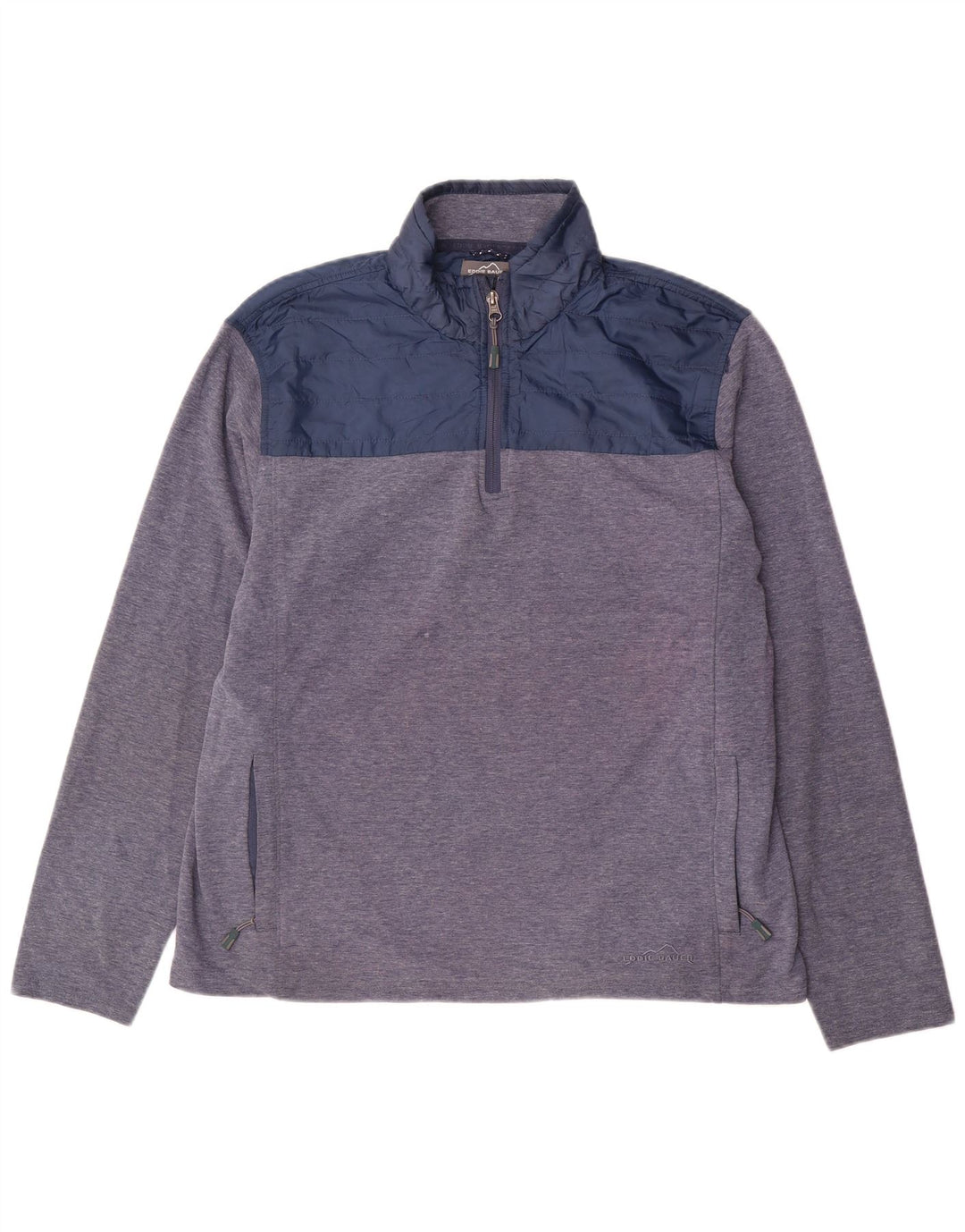 Suéter masculino Eddie Bauer com zíper e gola grande bloco colorido azul