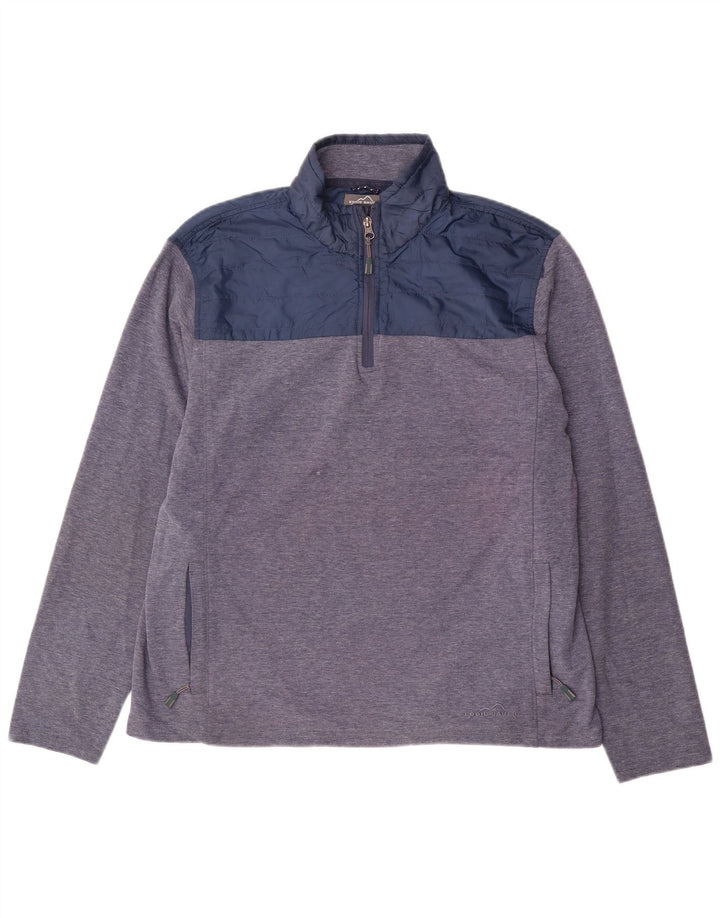 Suéter masculino Eddie Bauer com zíper e gola grande bloco colorido azul