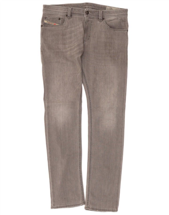 DIESEL Feminino Thavar Slim Skinny Jeans W34 L32 Algodão Cinza