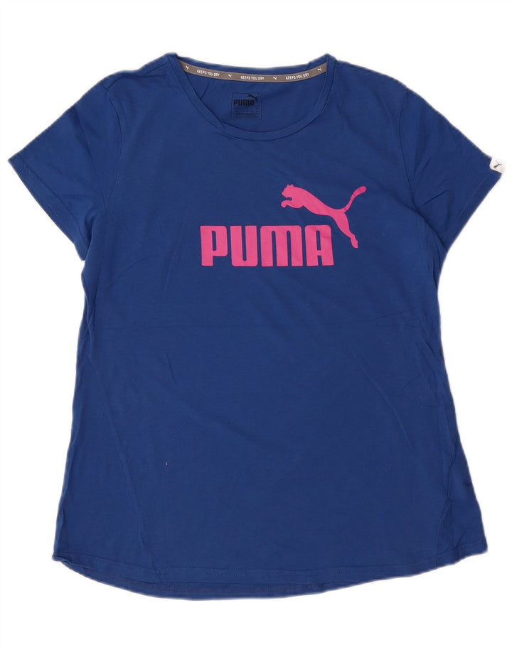 Camiseta feminina Puma Graphic UK 14 algodão azul médio