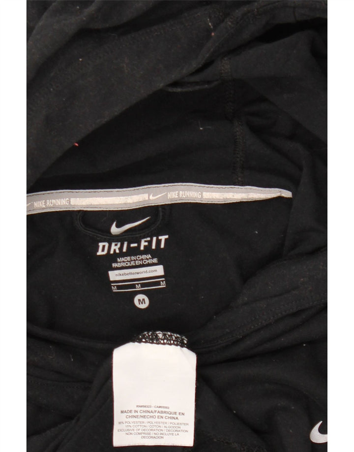 Top feminino Nike Dri Fit com capuz manga comprida UK 14 médio preto poliéster
