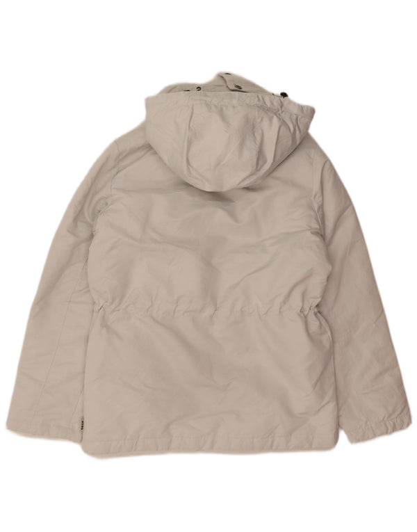 Jaqueta acolchoada com capuz grande Geox para mulher UK 6 XS poliéster branco