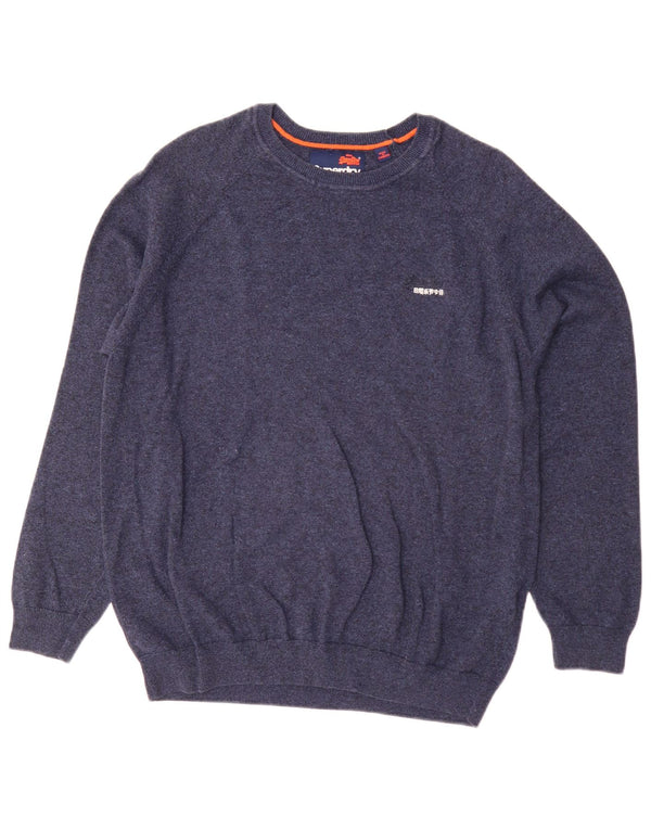 Suéter masculino Superdry com gola canoa 2XL algodão azul marinho