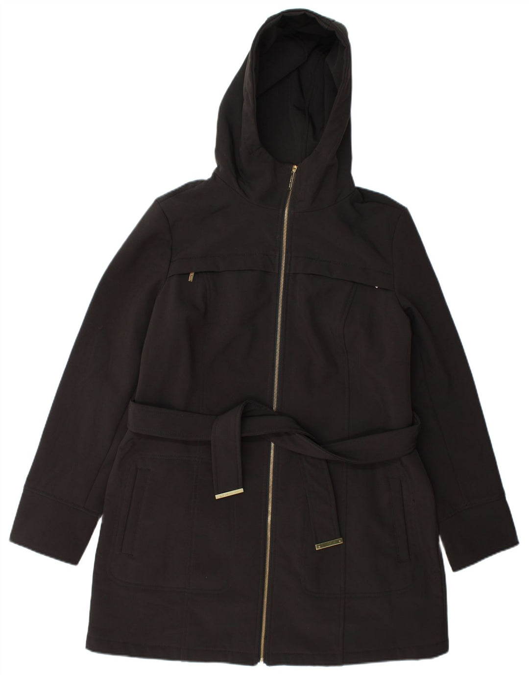 Jaqueta parka feminina com capuz Michael Kors Reino Unido 16 grande poliéster preto