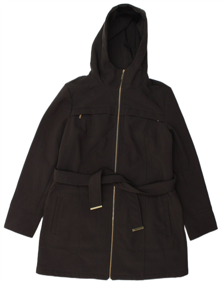 Jaqueta parka feminina com capuz Michael Kors Reino Unido 16 grande poliéster preto