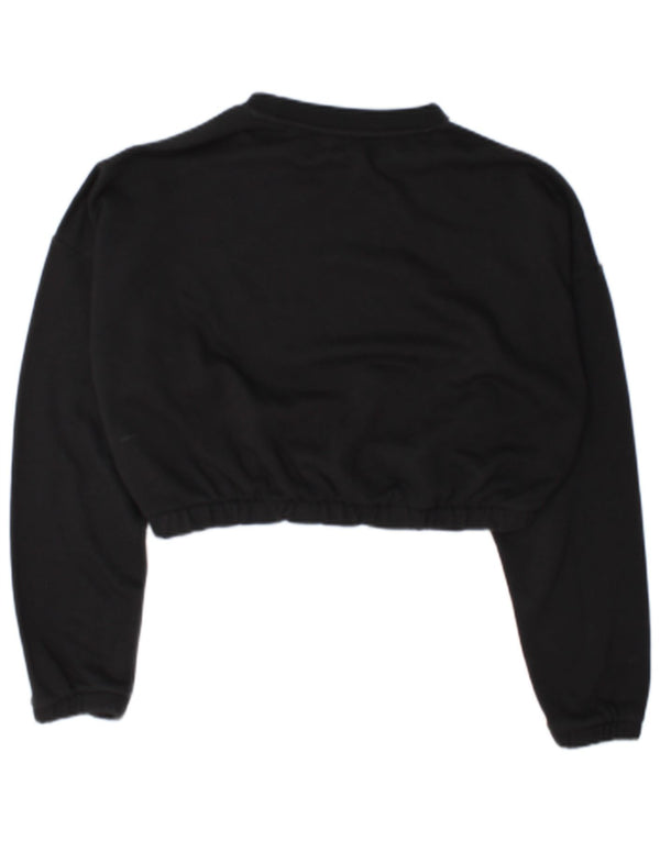 Adidas Womens Crop Sweatshirt Jumper UK 16/18 Grande Preto Colourblock