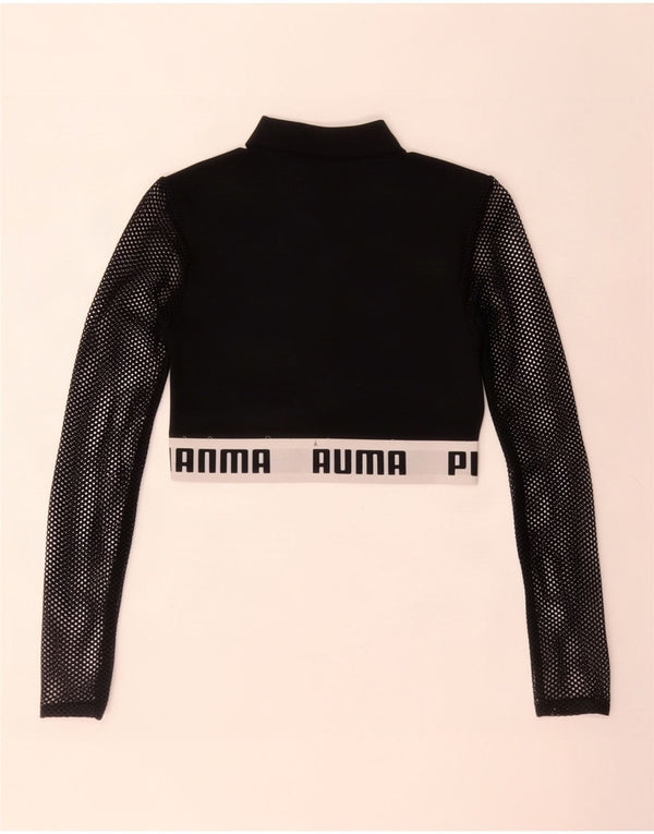 Puma Womens Crop Graphic Top Manga Longa Reino Unido 12 Médio Preto Colourblock
