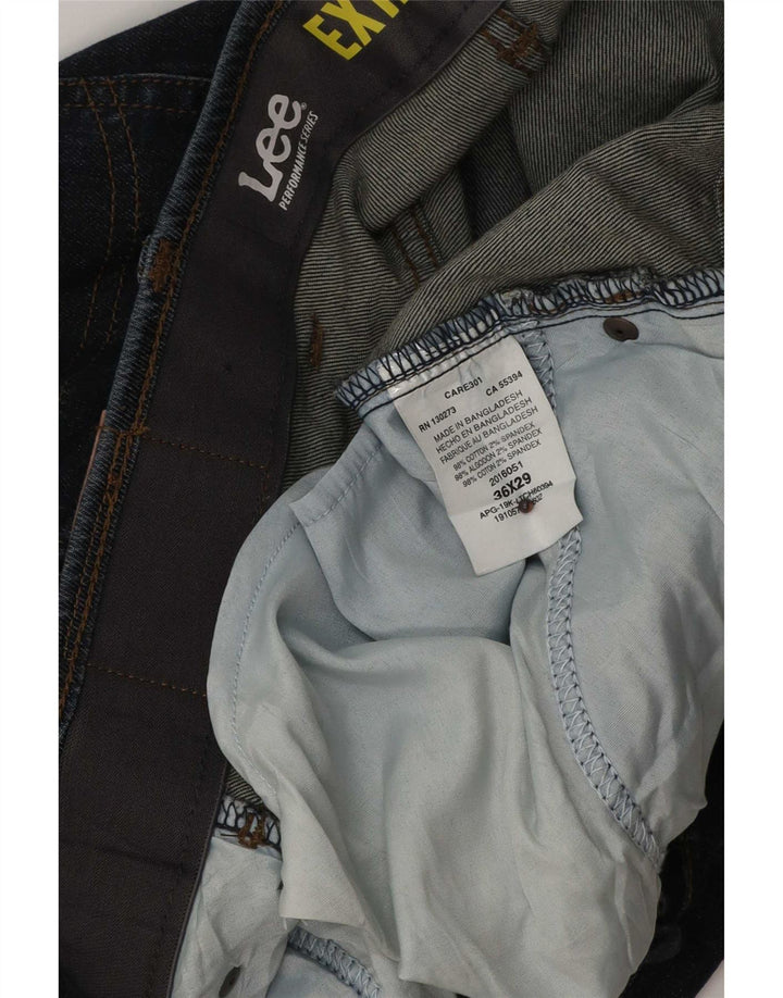 Lee Mens Extreme Motion Straight Jeans W36 L29 Azul Marinho Algodão
