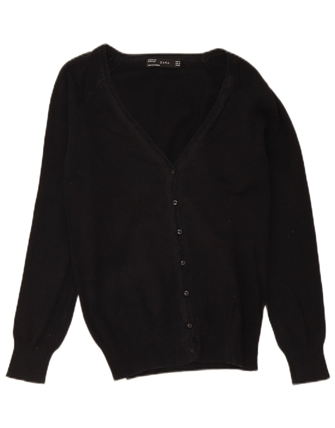 Suéter cardigã feminino Marks & Spencer Reino Unido 12 algodão preto médio