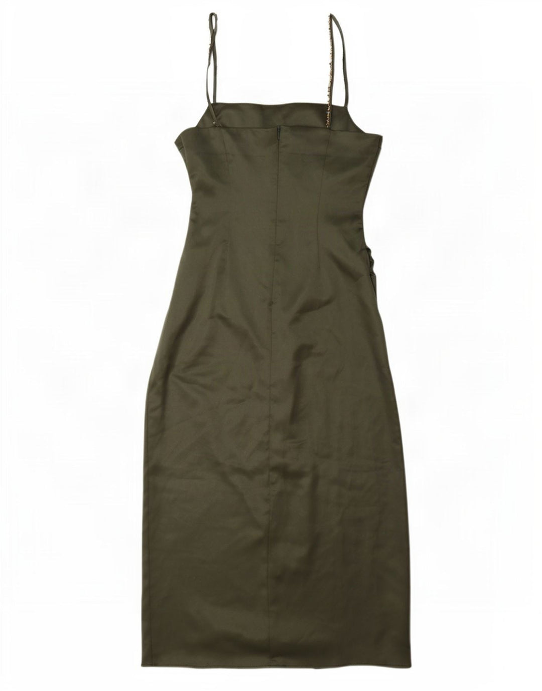 Vestido maxi feminino sem mangas Zara Reino Unido 10 pequeno poliéster verde