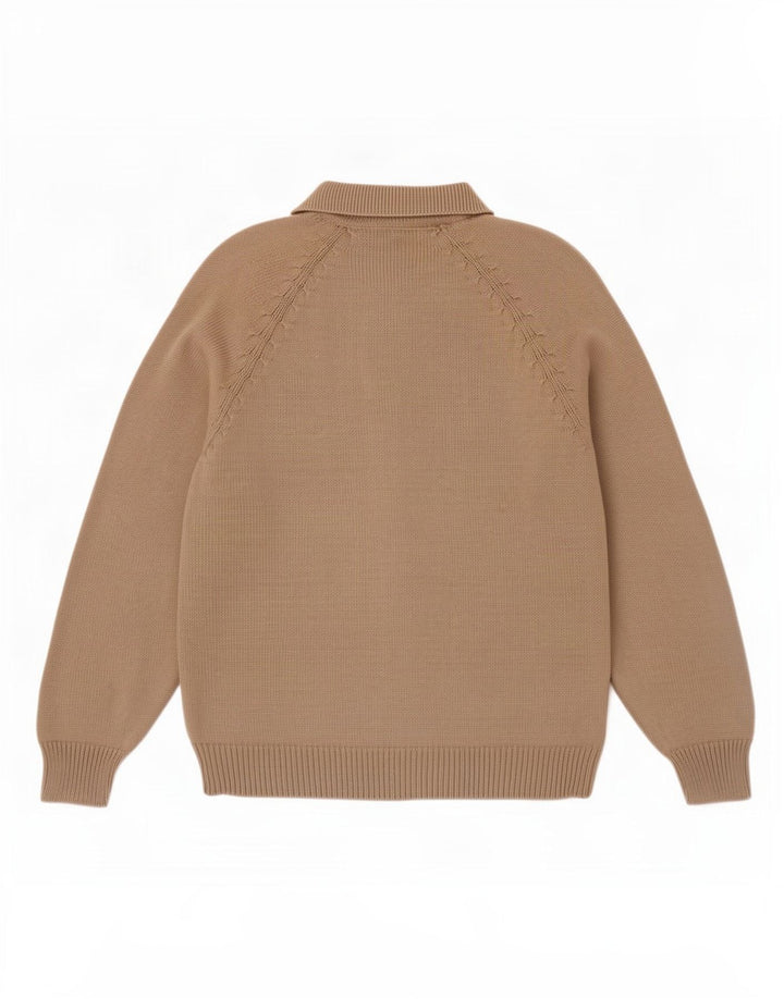 Suéter masculino Trussardi com gola polo e bege médio