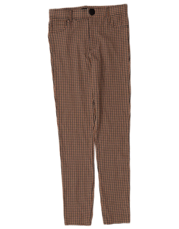 Calça feminina casual skinny Zara médio W28 L27 marrom houndstooth viscose