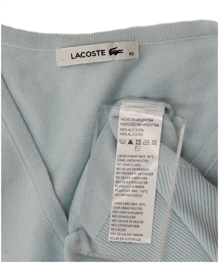 Suéter feminino Lacoste com decote em V tamanho 42 grande algodão azul