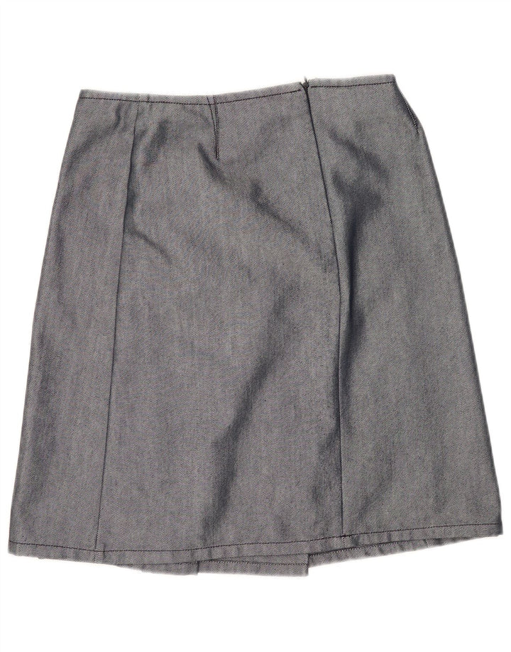 Saia plissada feminina Max & Co. Reino Unido 12 médio W30 algodão azul marinho