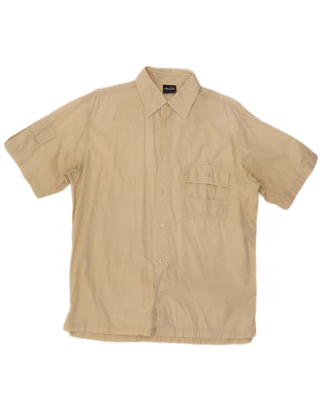 Ellesse Camisa masculina de manga curta grande algodão bege