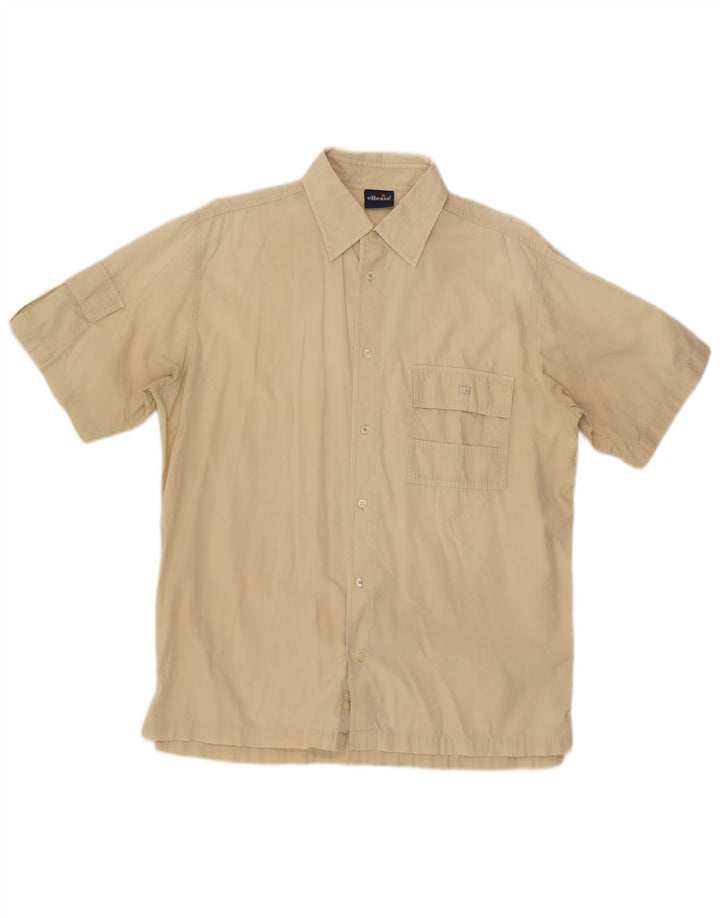 Ellesse Camisa masculina de manga curta grande algodão bege