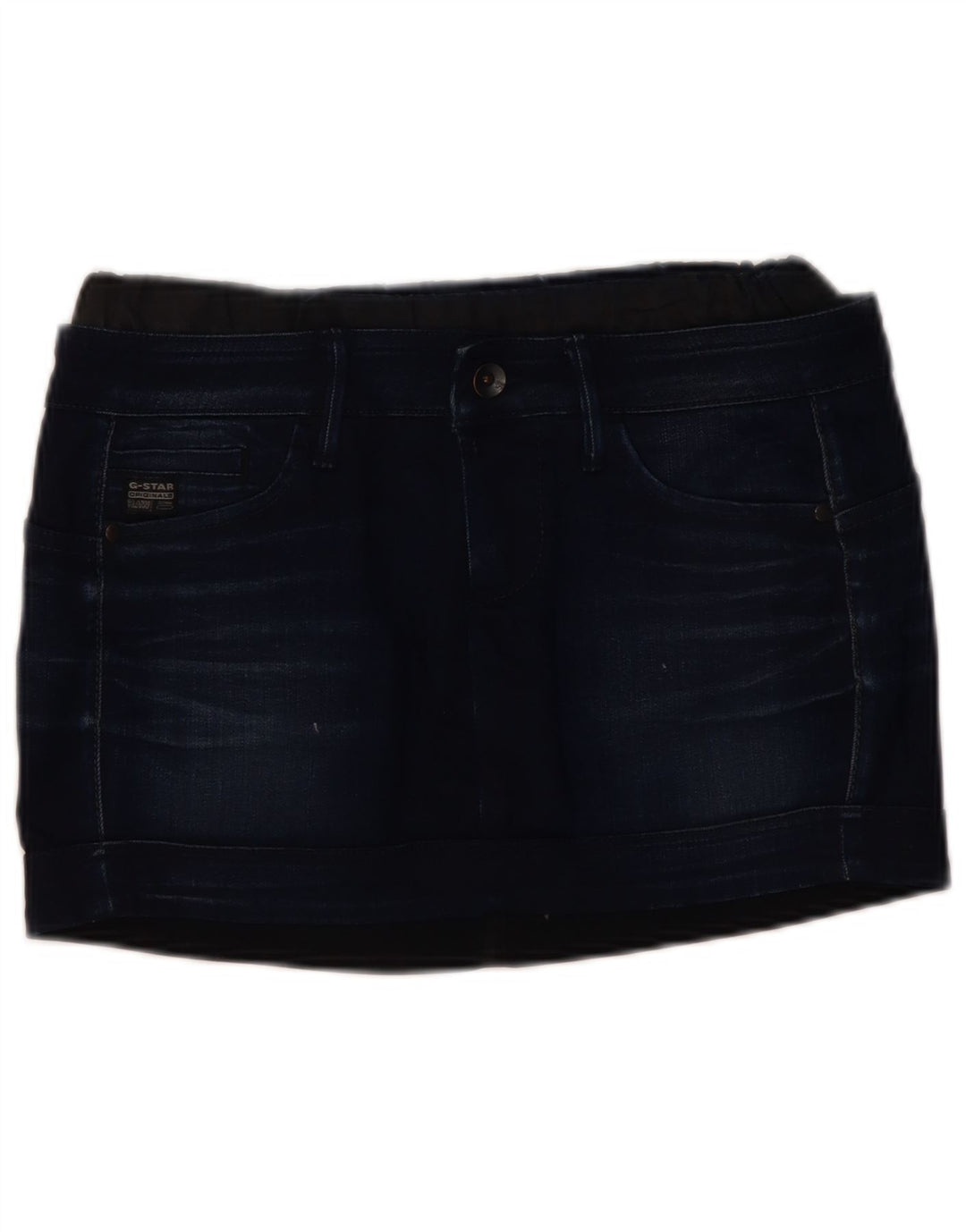 Mini saia jeans feminina G-Star W28 azul marinho médio