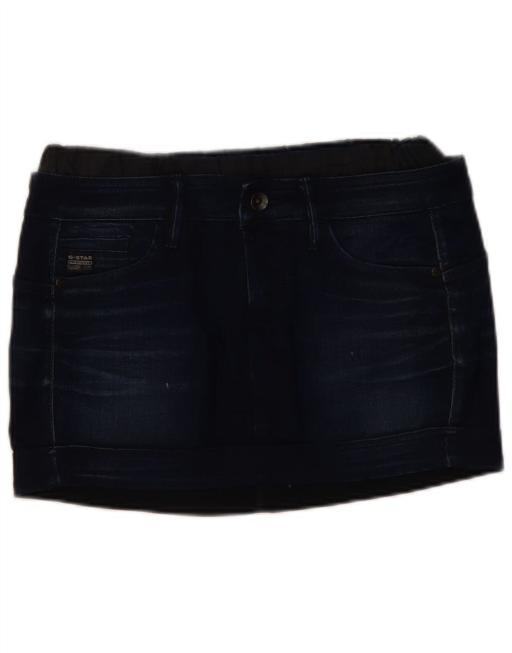 Mini saia jeans feminina G-Star W28 azul marinho médio