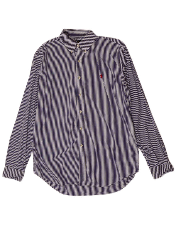 Polo Ralph Lauren Camisa masculina grande de algodão listrado azul