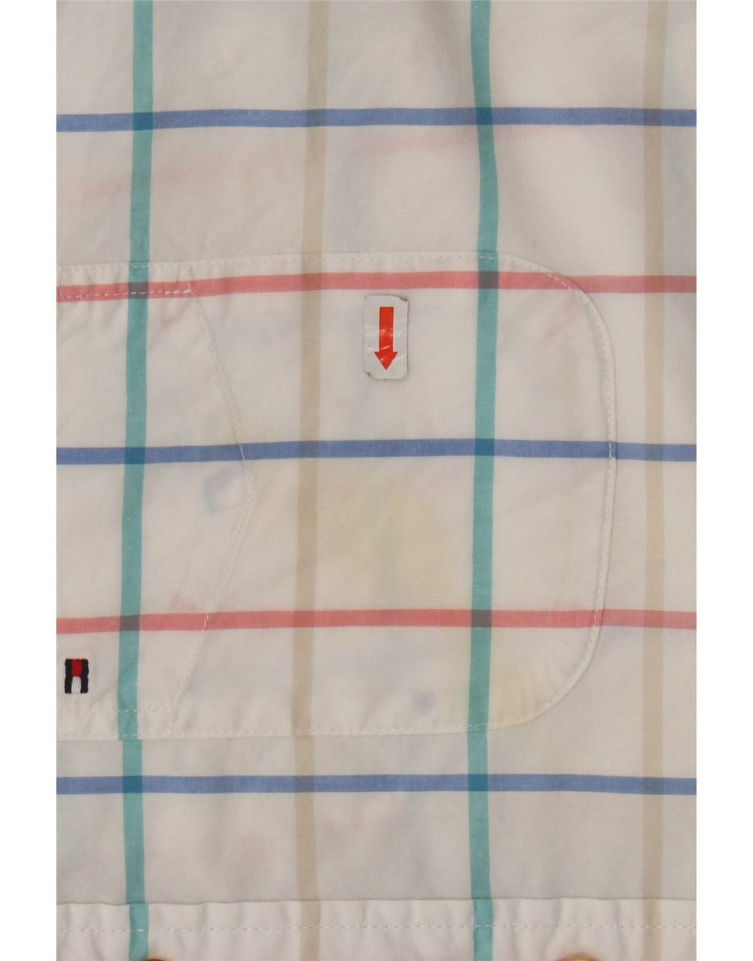 TOMMY HILFIGER Camisa masculina clássica de ajuste médio branco xadrez algodão