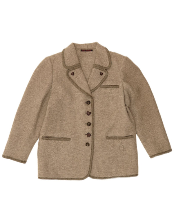 Jaqueta blazer feminina VINTAGE com 5 botões Reino Unido 16 grande bege