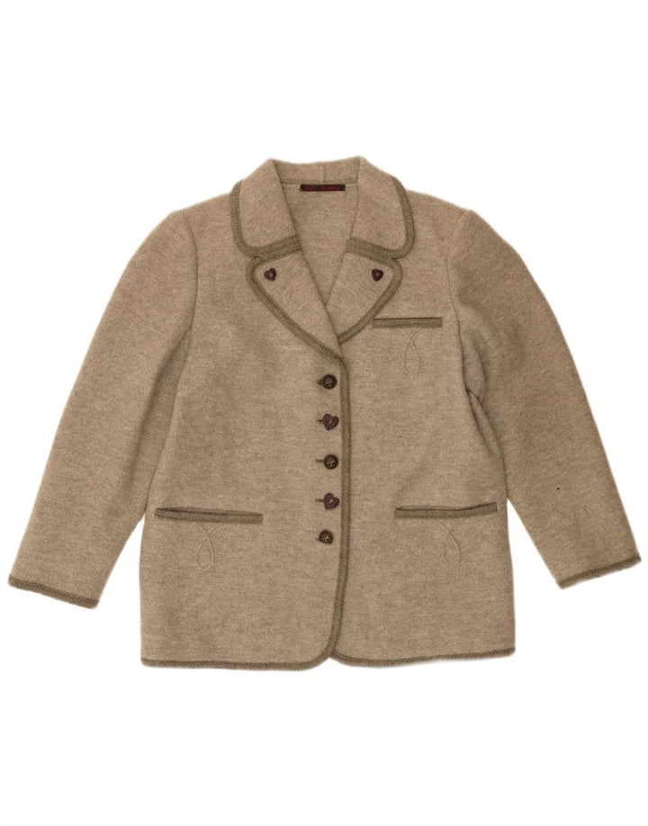 Jaqueta blazer feminina VINTAGE com 5 botões Reino Unido 16 grande bege