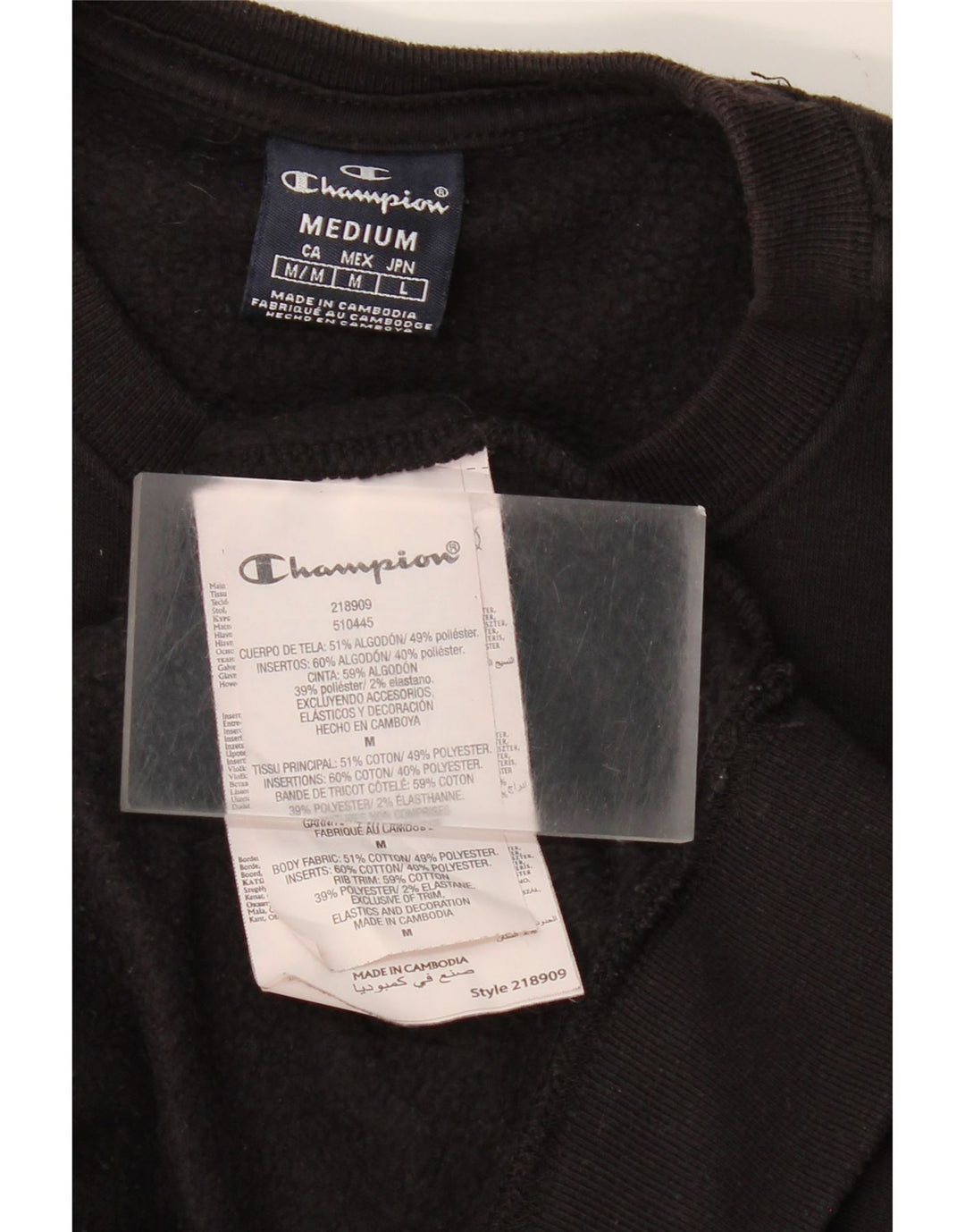 CHAMPION Mens Sweatshirt Jumper Medium Black Cotton Vintage Champion and Second-Hand Champion from Messina Hembry 