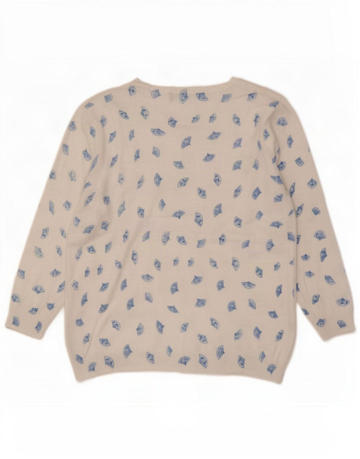 Suéter feminino Marks & Spencer com estampa abstrata e gola canoa Reino Unido 12 Medi