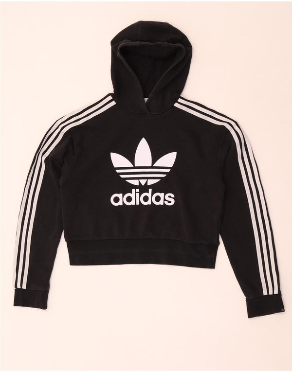 Suéter com capuz Adidas Girls Graphic Crop 13-14 anos algodão preto