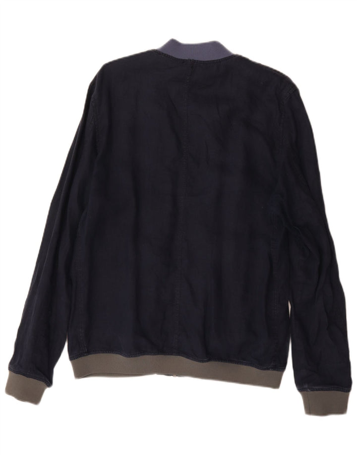 Jaqueta bomber masculina Zara UK 40 grande azul marinho