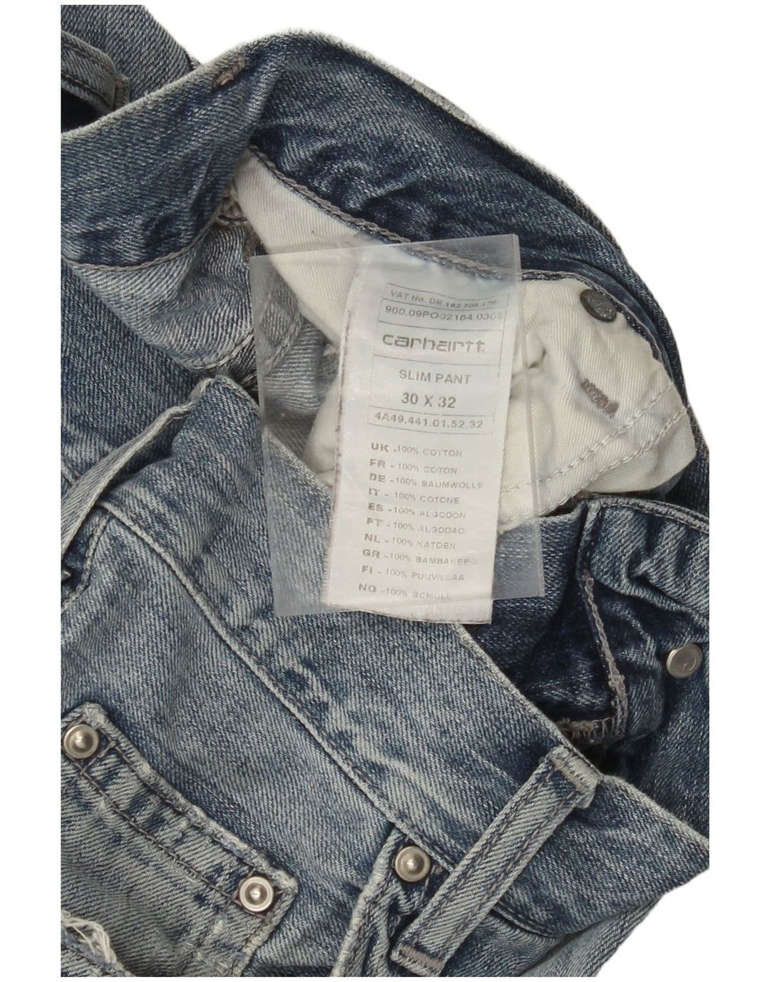 CARHARTT Mens Jeans Slim W30 L32 Azul Algodão