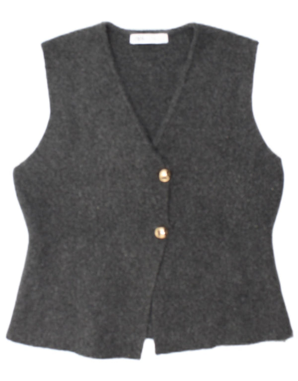 Colete feminino Zara UK 14 grande poliéster cinza