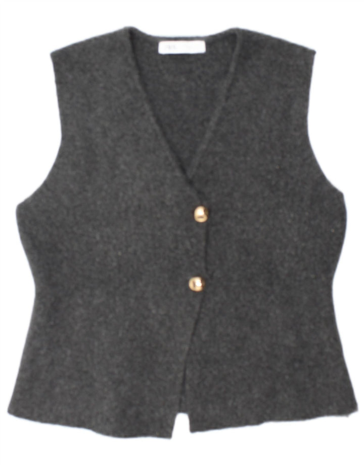 Colete feminino Zara UK 14 grande poliéster cinza