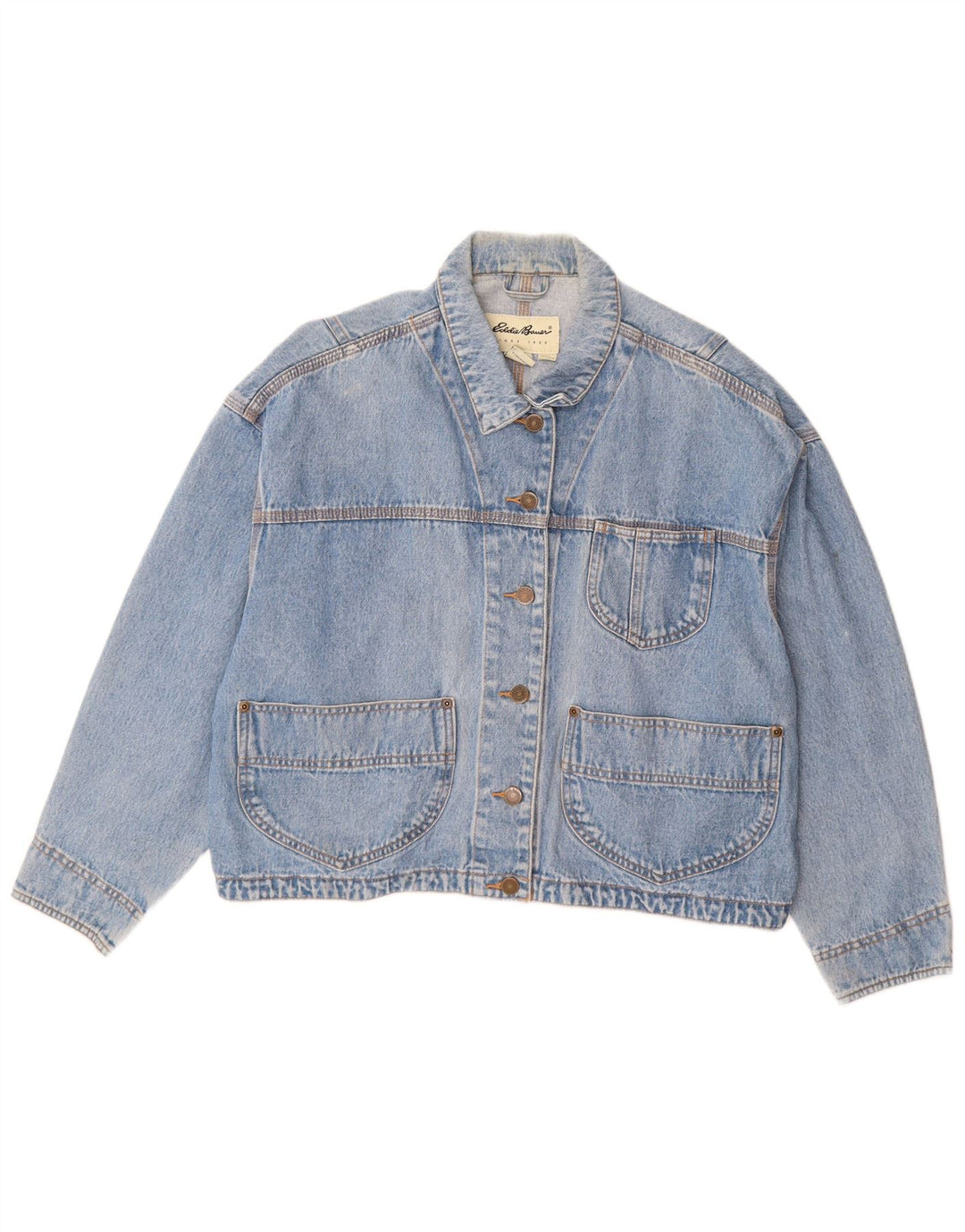 Jaqueta jeans feminina EDDIE BAUER de grandes dimensões Reino Unido 14 algodão azul médio