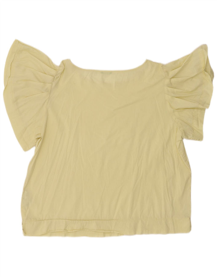 Blusa feminina Batwing da BENETTON UK 18 XL algodão amarelo