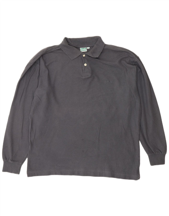 Camisa polo masculina de manga comprida DIADORA IT 48 algodão cinza médio