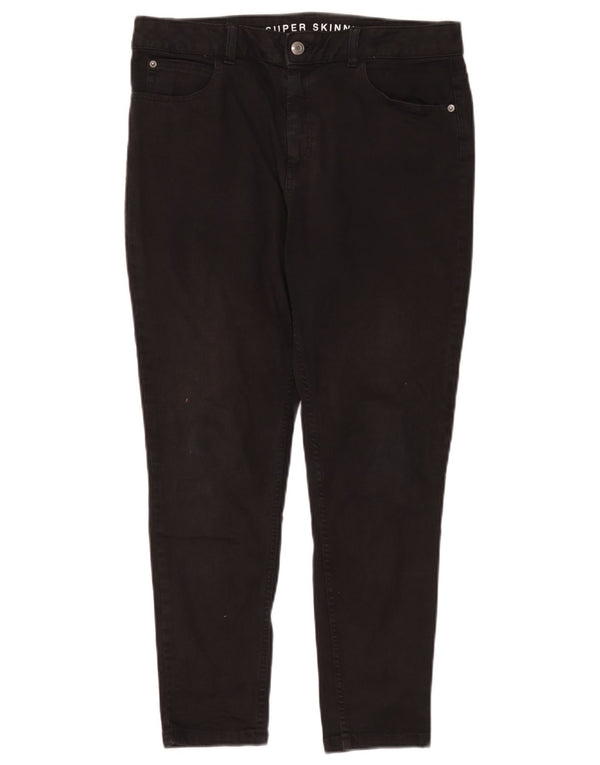 Calça jeans feminina Marks & Spencer super skinny UK 14 grande W32 L26 algodão preto