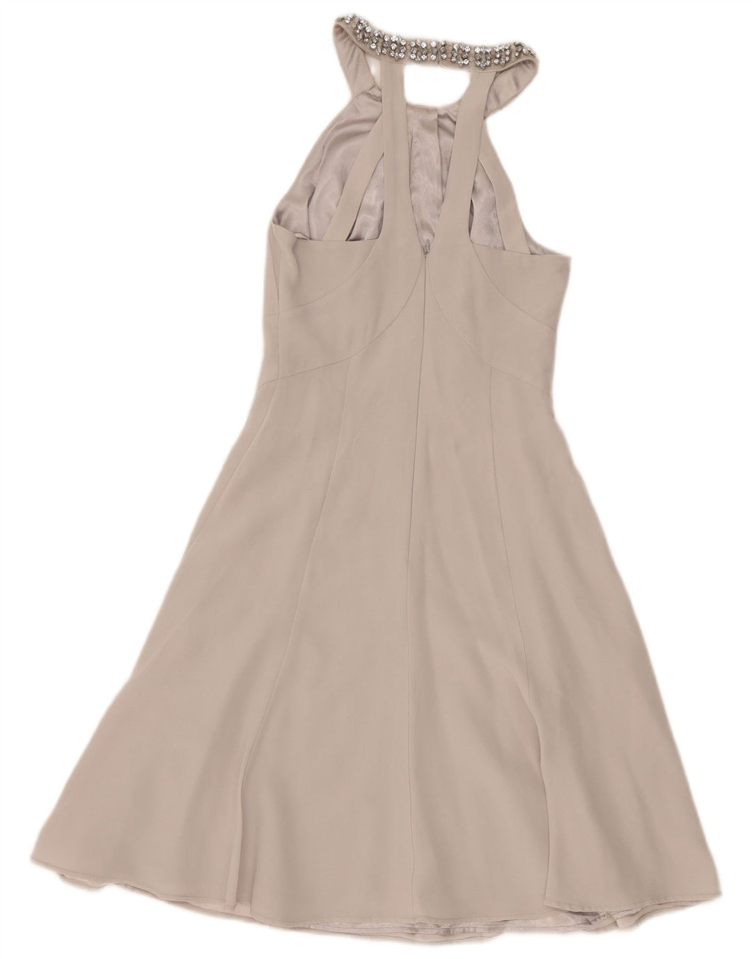 Vestido feminino Monsoon Halter UK 6 XS cinza acetato