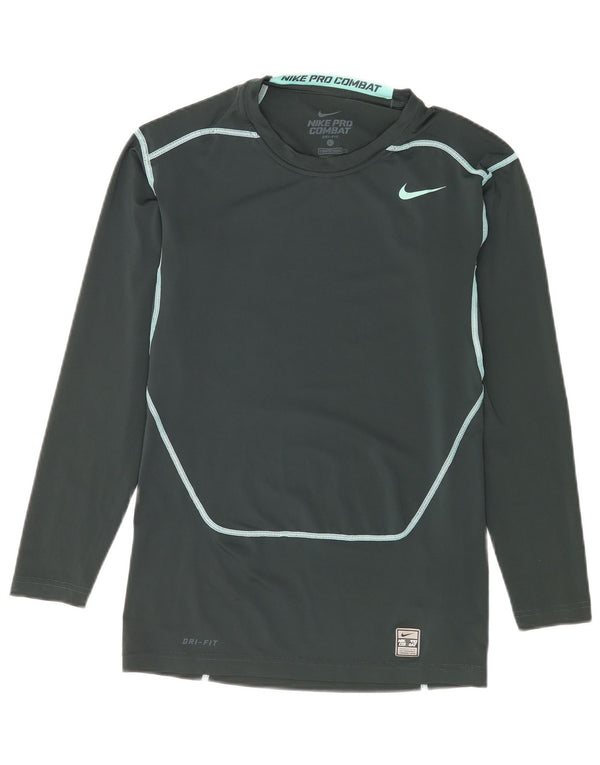 Top gráfico Nike masculino Dri Fit manga comprida grande poliéster verde