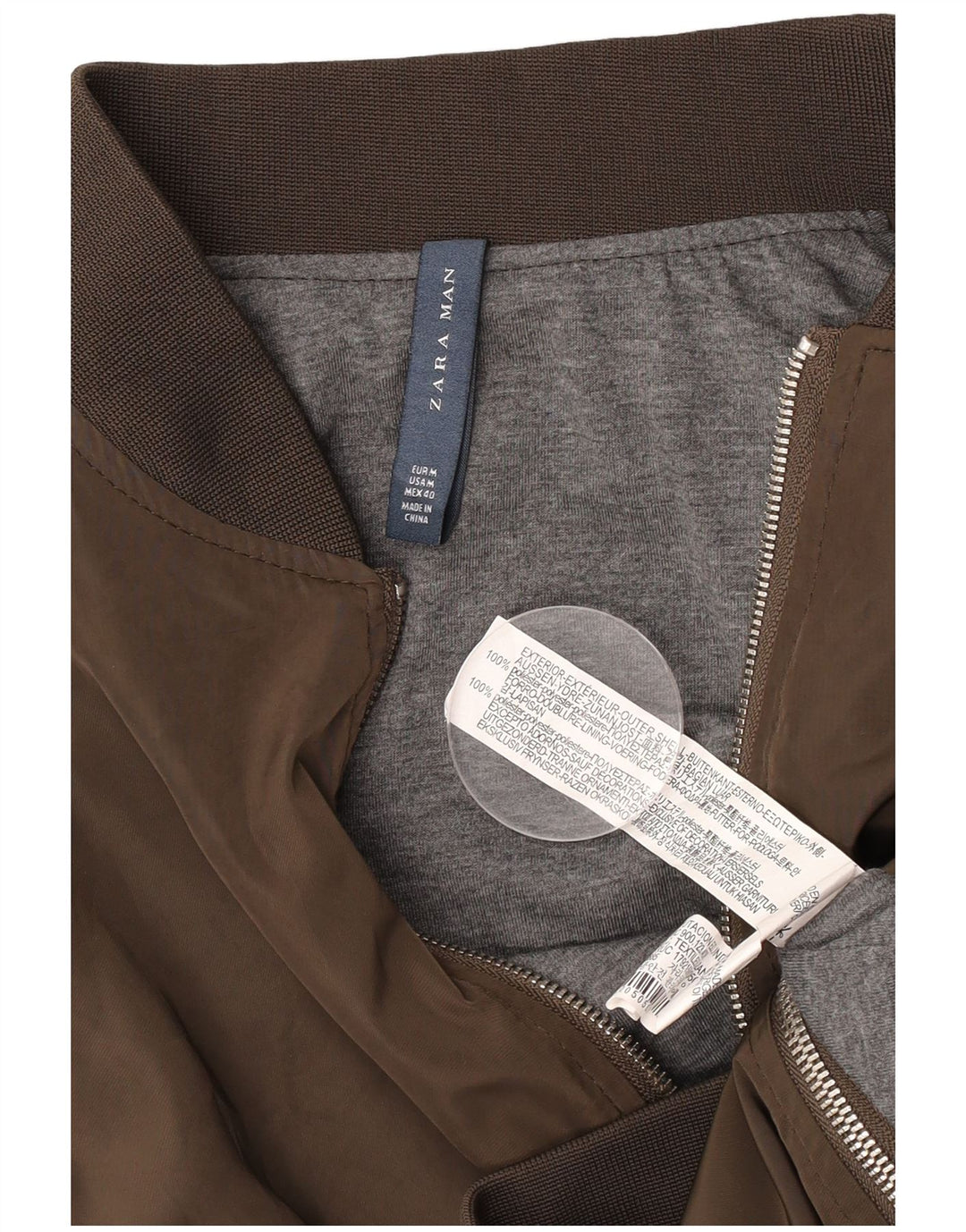Jaqueta bomber masculina ZARA UK 38 poliéster marrom médio