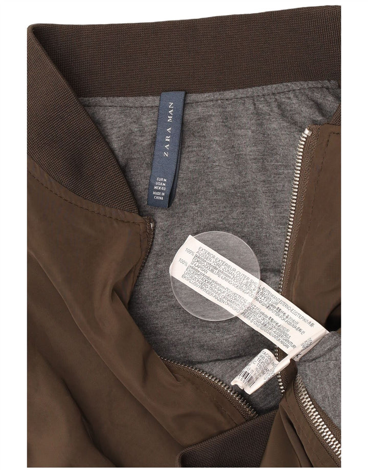 Jaqueta bomber masculina ZARA UK 38 poliéster marrom médio