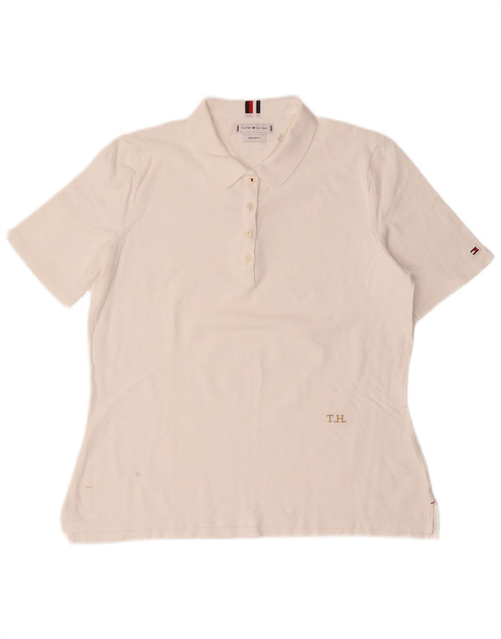 Polo feminino TOMMY HILFIGER UK 16 grande branco