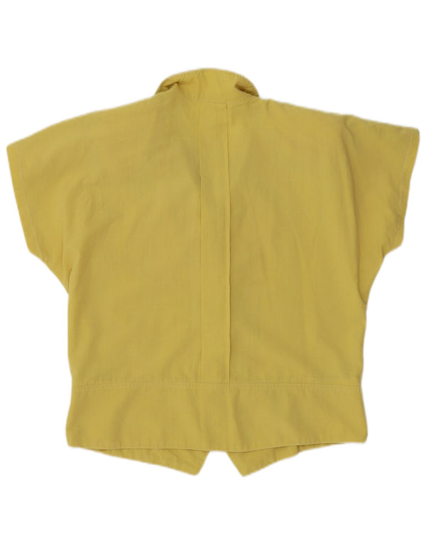 Blusa feminina vintage de manga curta UK 16 grande amarela