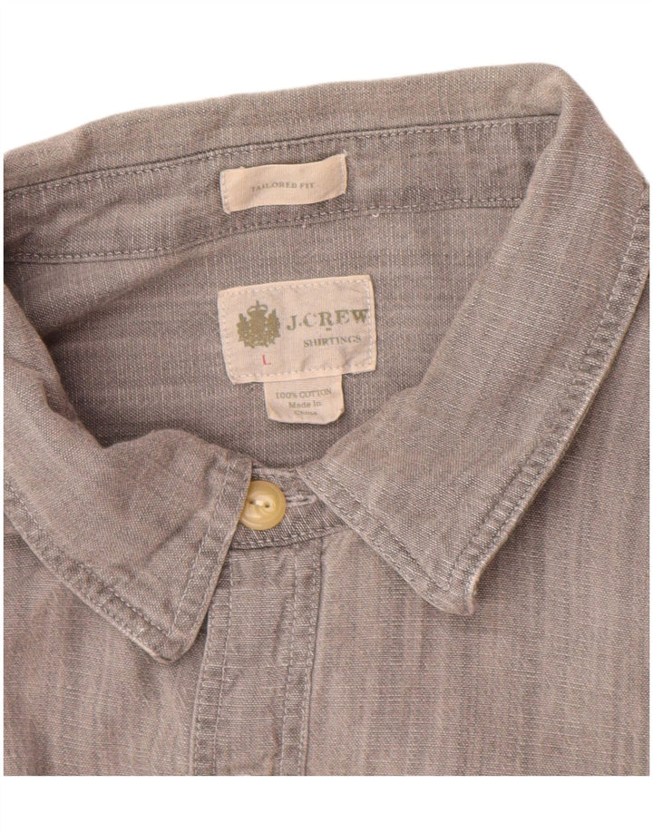 J. Crew Camisa masculina sob medida de algodão cinza grande