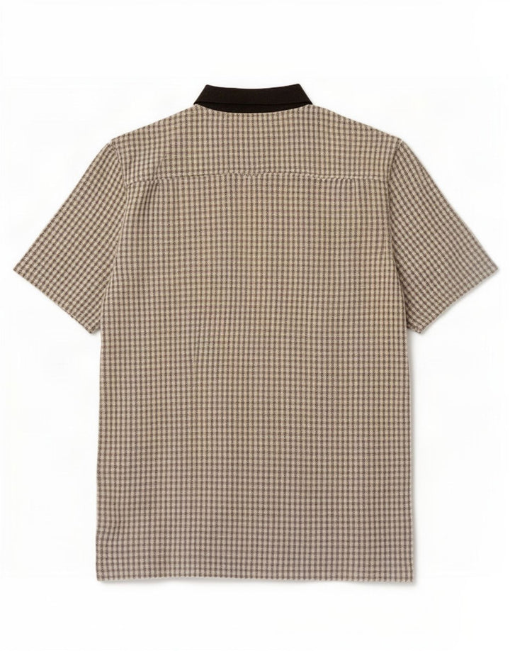 Camisa pulôver masculina de manga curta Cotton Republic grande xadrez branco