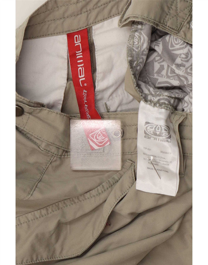 Animal Mens Cargo Shorts Pequeno W29 Algodão Cáqui