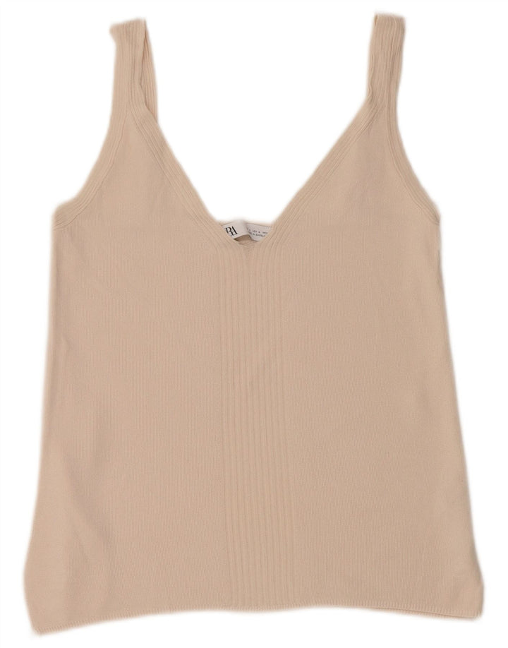 Zara Womens Crop Cami Top UK 14 Grande Bege Viscose