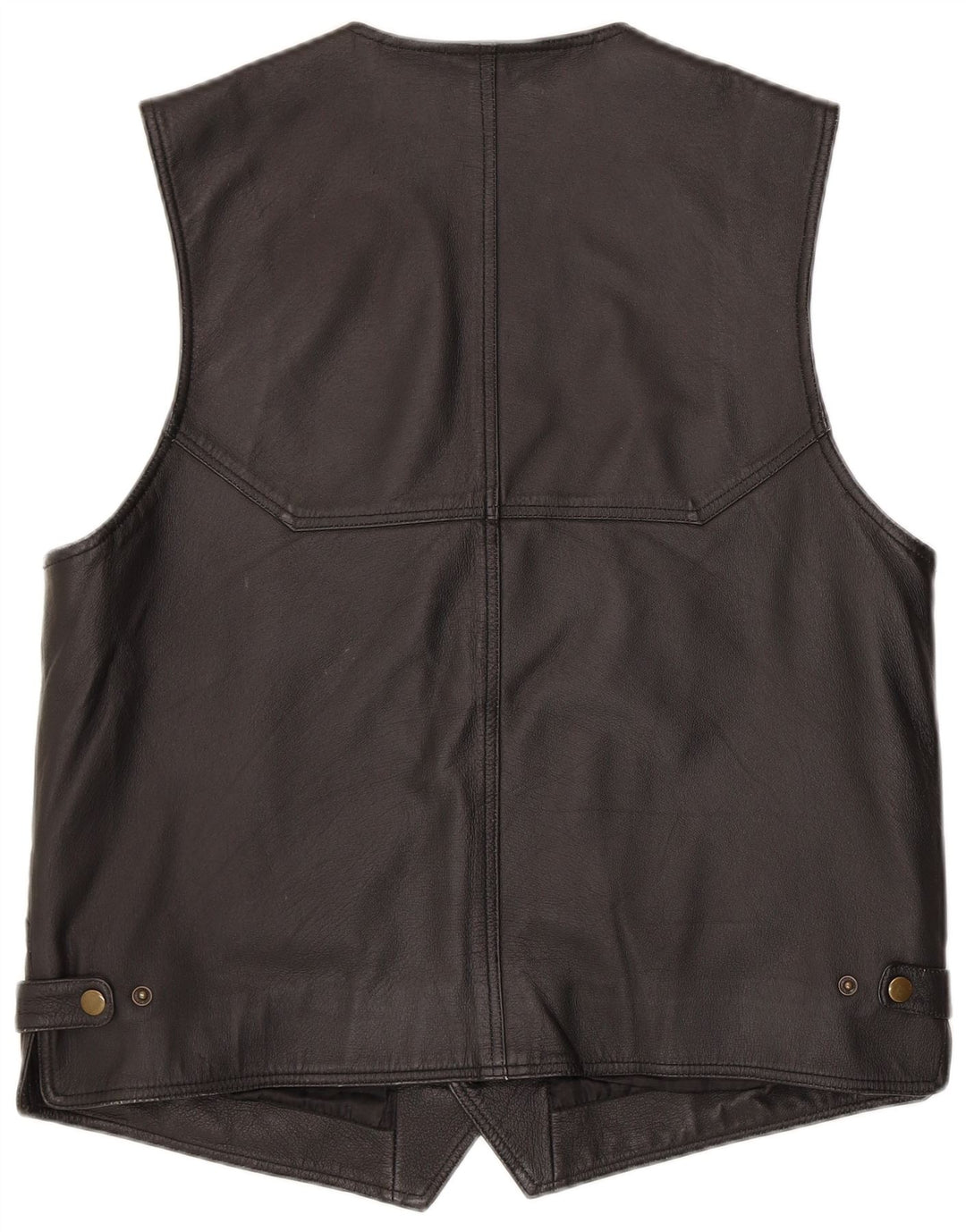 Colete de couro masculino vintage médio couro preto