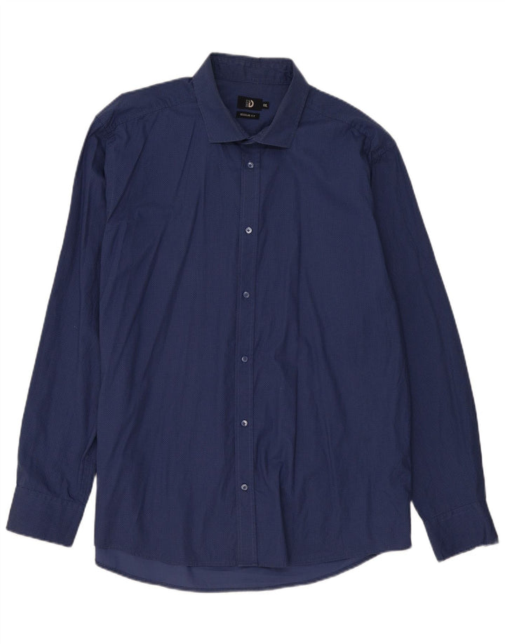 Camisa masculina de ajuste regular da Dack 2XL algodão geométrico azul marinho