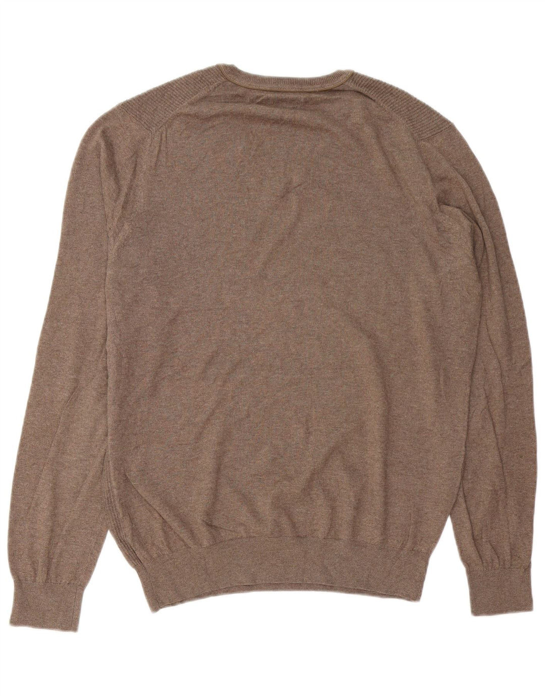 Suéter masculino Massimo Dutti com decote em V, grande algodão marrom